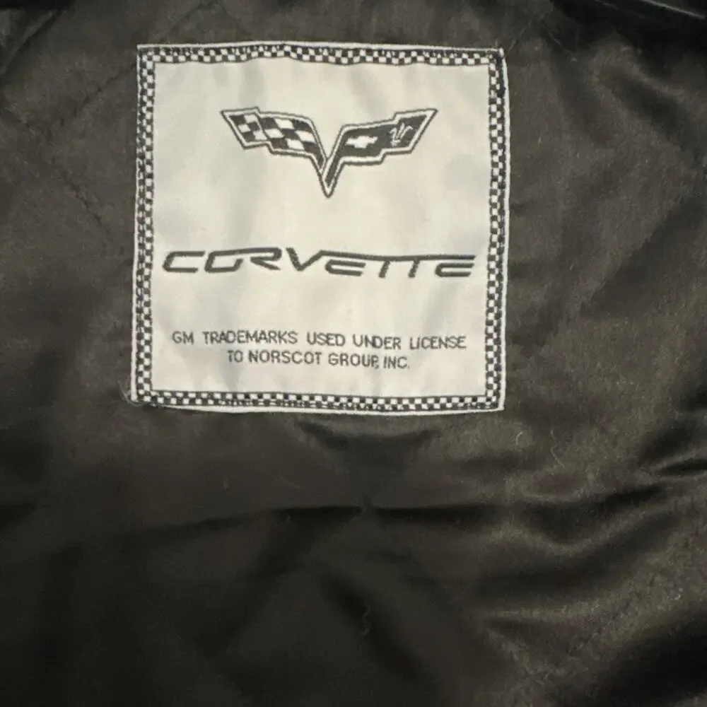 Corvette C6 Aviator Bomber Jacket Black Embroidered Logo Zip Sleeve Mens L